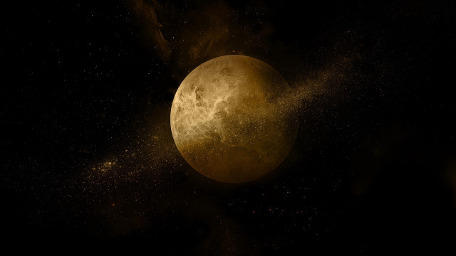 Yellow moon dust space aurora free wallpaper for desktop - medium preview image