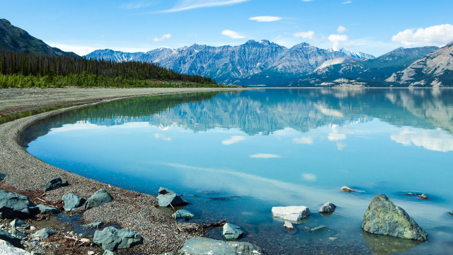 Lake mountains rocks sky clouds #2 free wallpaper for desktop - medium preview image