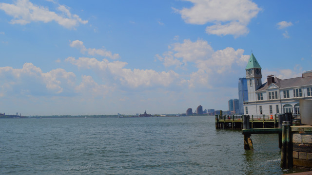 Hudson river building clock tower free wallpaper for desktop - medium preview image