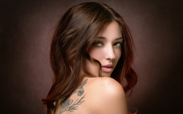 Woman tattoo portrait photorealism airbrush free wallpaper for desktop - medium preview image