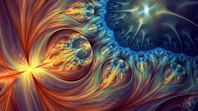 Blue orange swirl star fractals free wallpaper for desktop - medium preview image