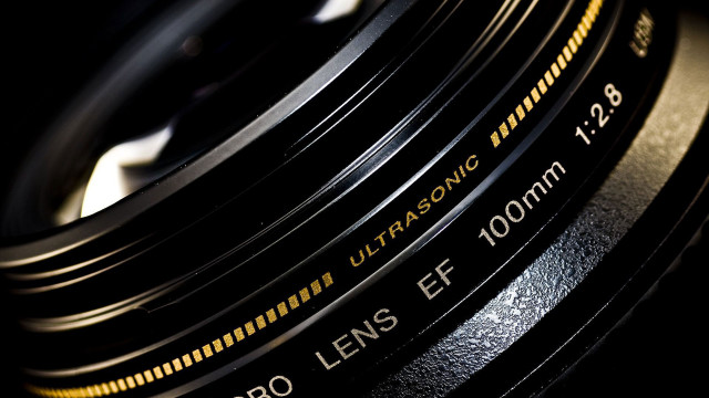 Camera lens closeup yellow stripe #3 free wallpaper for desktop - medium preview image