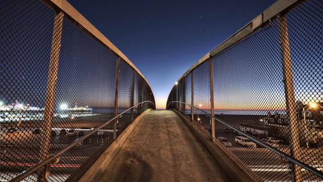Walkway fence ship moon night #2 free wallpaper for desktop - medium preview image