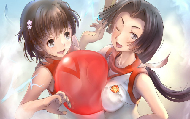 Anime girls heart sad beachball free wallpaper for desktop - medium preview image