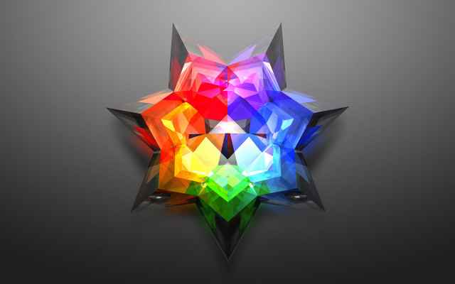 Multicolored star 3d glowing crystal free wallpaper for desktop - medium preview image