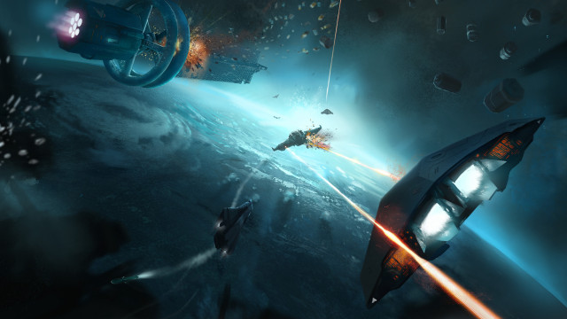 Space station rocket earth ocean free wallpaper for desktop - medium preview image