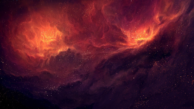 Colorful space stars cloud orange free wallpaper for desktop - medium preview image