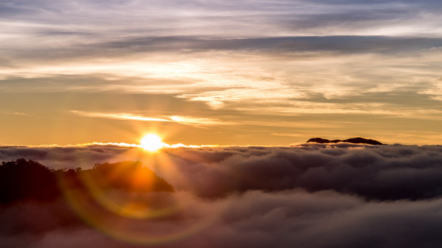 Sunset mountain clouds bird lens free wallpaper for desktop - medium preview image