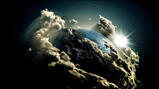 Earth sunrise clouds space lensflare free wallpaper for desktop - medium preview image