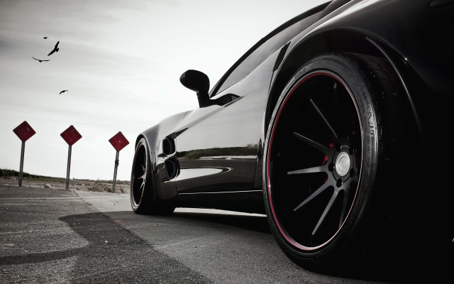 Black car road red white #2 free wallpaper for desktop - medium preview image