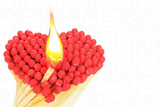 Matchstick lit red flame flower free wallpaper for desktop - medium preview image