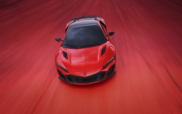 Red sports car black hood free wallpaper for desktop - medium preview image