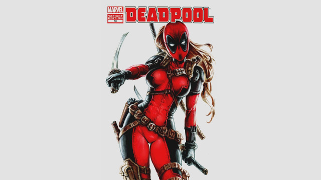 Deadpool character swords hands female free wallpaper for desktop - medium preview image