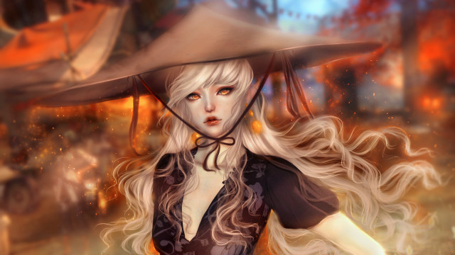 Fantasy elf woman autumn blonde free wallpaper for desktop - medium preview image