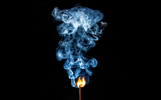 Matchstick lit smoke black background #2 free wallpaper for desktop - medium preview image