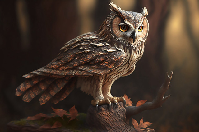 Owl forest digital painting highly free wallpaper for desktop - medium preview image