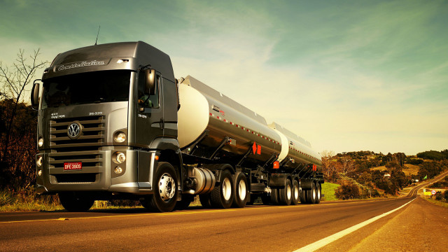 Large truck rural road forest free wallpaper for desktop - medium preview image