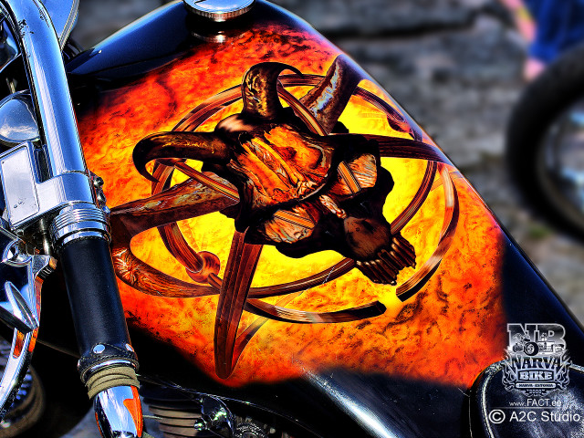 Motorcycle demon flame background airbrush free wallpaper for desktop - medium preview image