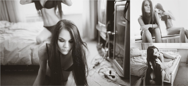 Woman sitting black and white free wallpaper for desktop - medium preview image