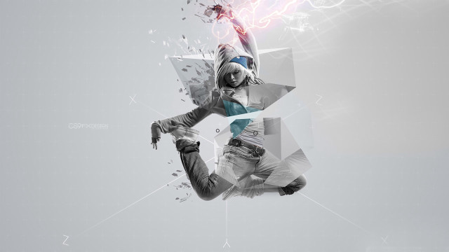 Jumping skateboard lightning abstract geometry free wallpaper for desktop - medium preview image