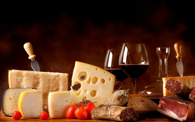 Cheese wine meats fruit stilllife #3 free wallpaper for desktop - medium preview image
