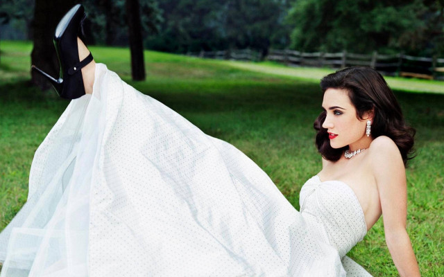 Woman white dress grass wind free wallpaper for desktop - medium preview image