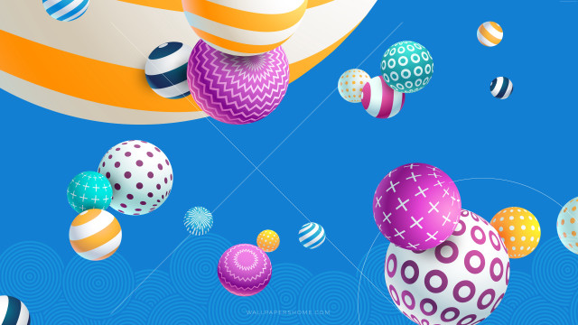 Floating balls blue sky geometric free wallpaper for desktop - medium preview image