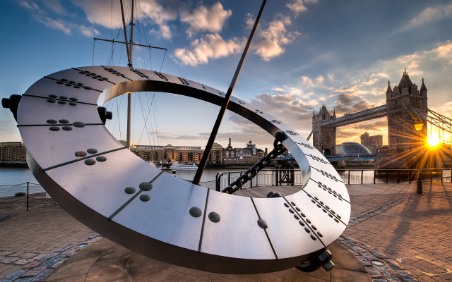 Sculpture boat bridge water sunset free wallpaper for desktop - medium preview image