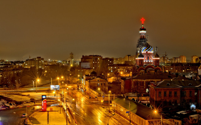 City night tower streetlight bridge free wallpaper for desktop - medium preview image
