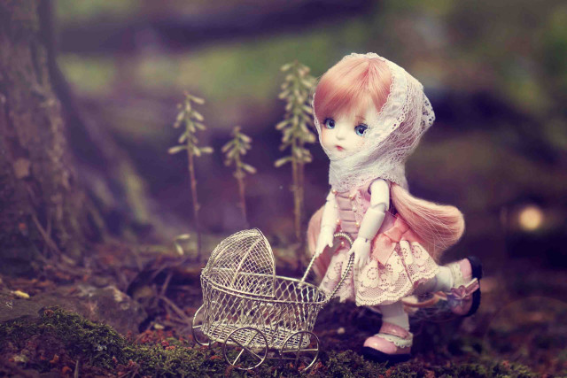 Doll pink hair birdcage forest free wallpaper for desktop - medium preview image
