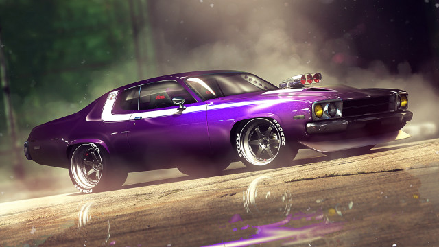 Purple car police light rain free wallpaper for desktop - medium preview image