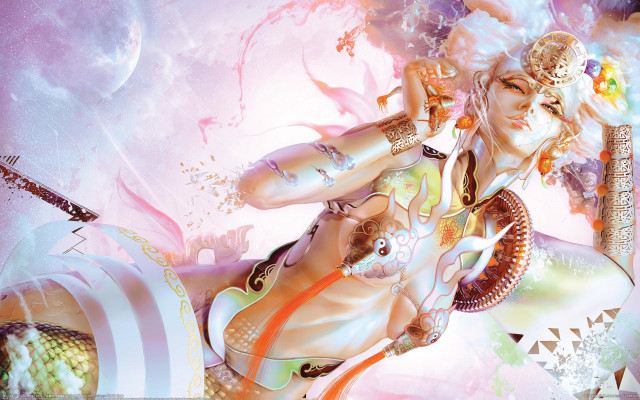 Woman bikini sword moon sky free wallpaper for desktop - medium preview image