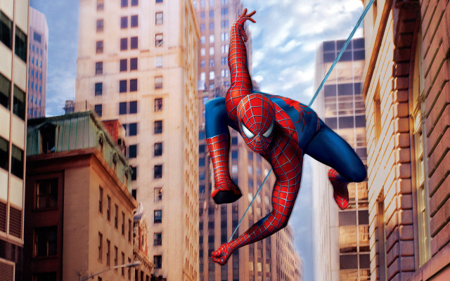 Spider man statue air city free wallpaper for desktop - medium preview image