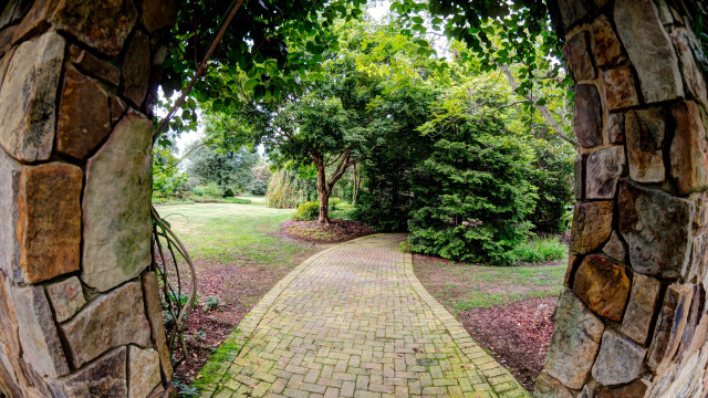 Brick garden archway path trees free wallpaper for desktop - medium preview image