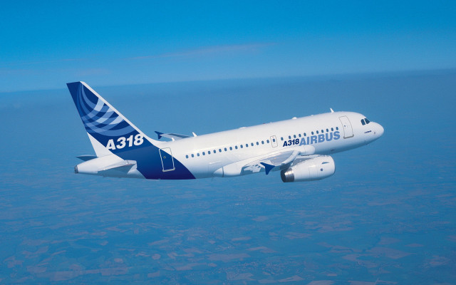 Airbus jetliner blue sky clouds free wallpaper for desktop - medium preview image