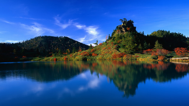 Lake mountain trees sky clouds free wallpaper for desktop - medium preview image