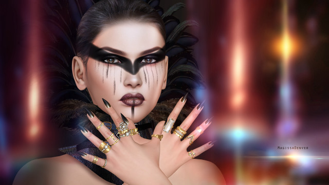 Gothic portrait black feathers nails free wallpaper for desktop - medium preview image