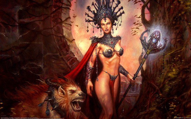 Demon woman forest fantasy art free wallpaper for desktop - medium preview image