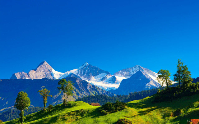 Green hills mountain range blue free wallpaper for desktop - medium preview image