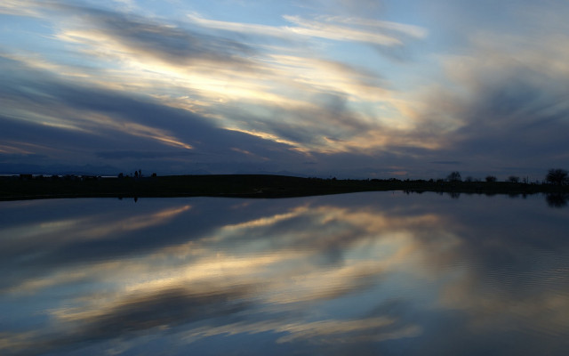 Lake clouds reflections trees dusk #2 free wallpaper for desktop - medium preview image