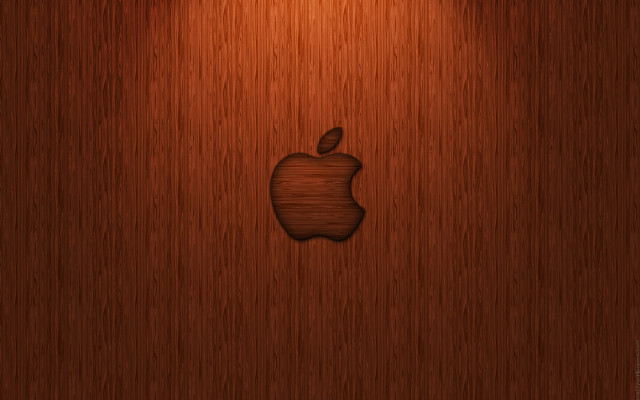Wooden wall apple logo light free wallpaper for desktop - medium preview image