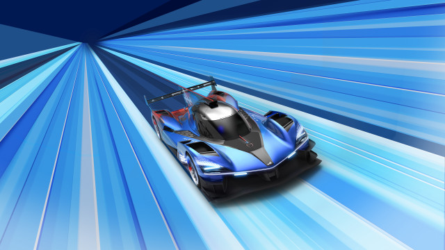 Blue car tunnel panfuturism digital free wallpaper for desktop - medium preview image