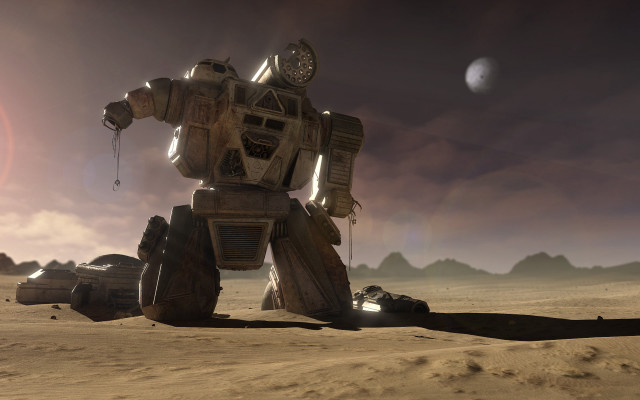 Robot desert planet moon mecha #2 free wallpaper for desktop - medium preview image