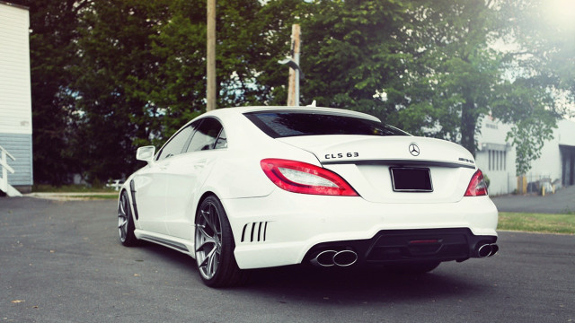 White mercedes benz parked outdoors free wallpaper for desktop - medium preview image