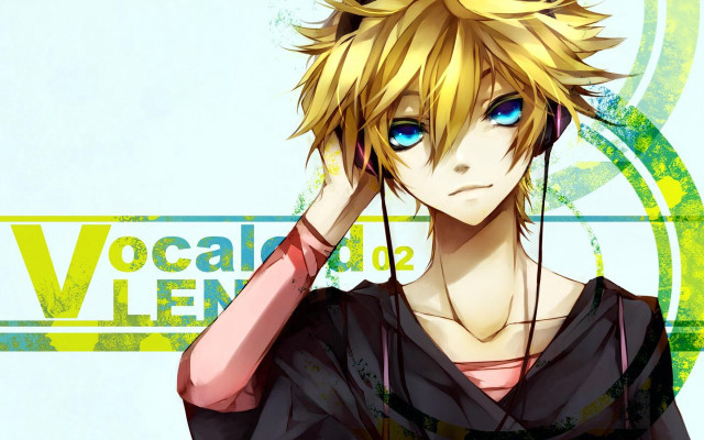 Blonde man anime headphones collarbone free wallpaper for desktop - medium preview image