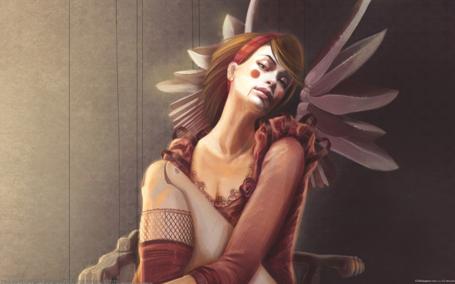 Woman bird knife fantasy digital free wallpaper for desktop - medium preview image