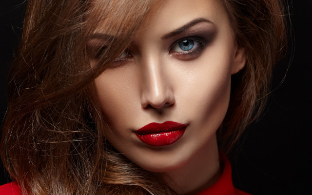 Woman red lipstick red dress free wallpaper for desktop - medium preview image