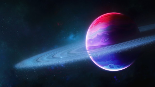 Saturn ring space stars aurora free wallpaper for desktop - medium preview image