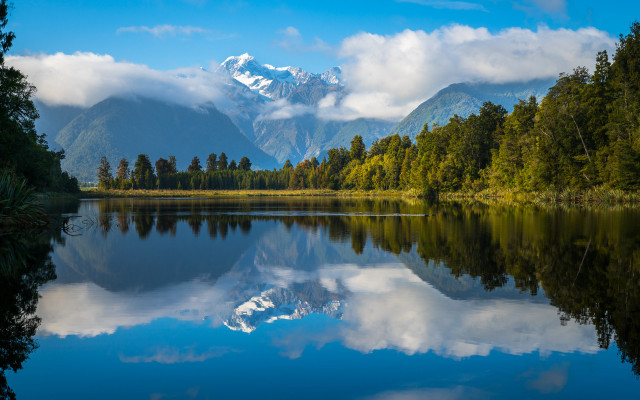 Lake mountains trees sky clouds #15 free wallpaper for desktop - medium preview image