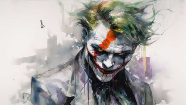 Joker red nose green hair free wallpaper for desktop - medium preview image